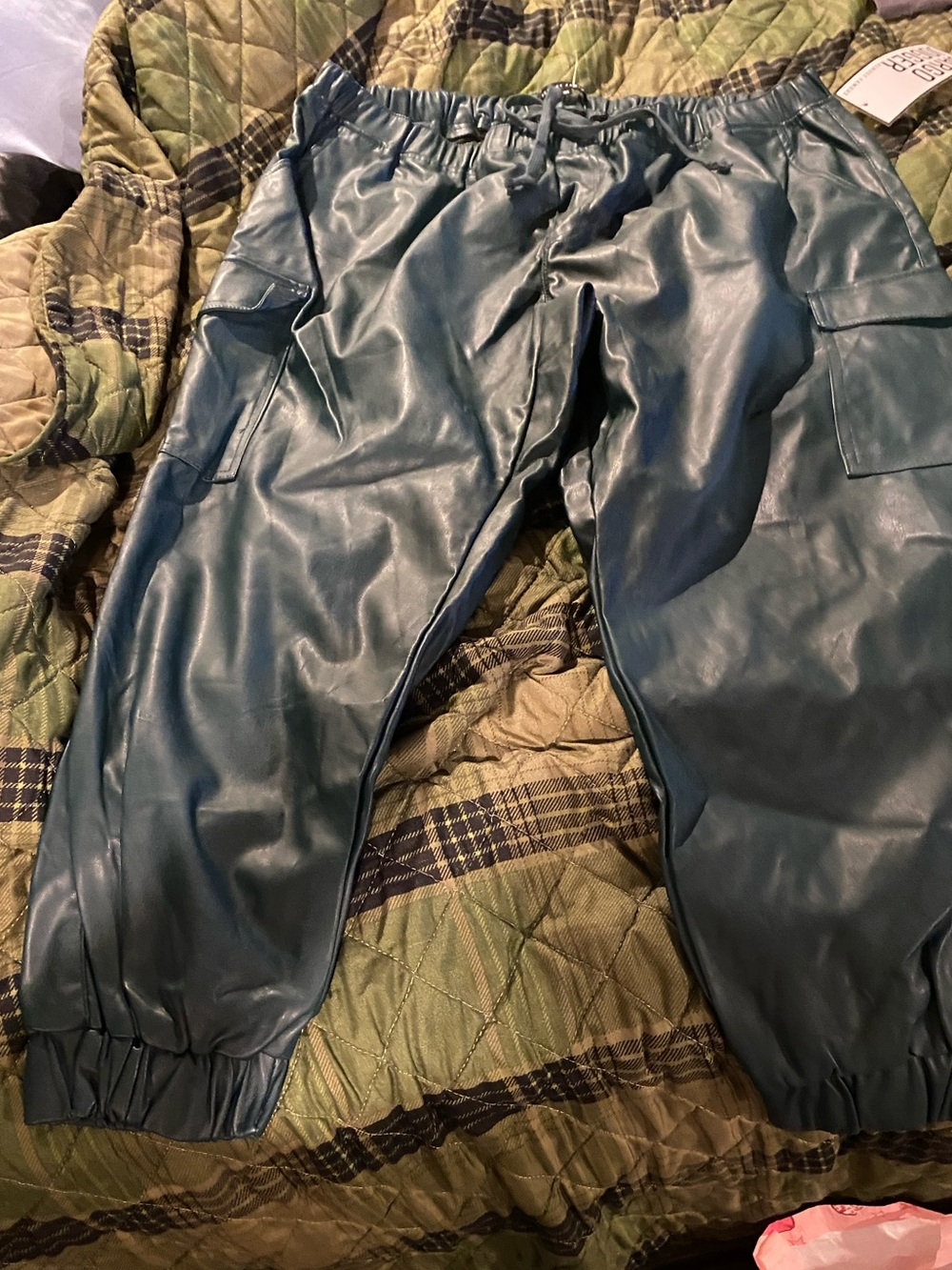 Teal Faux Leather Jogger Pants size 3x